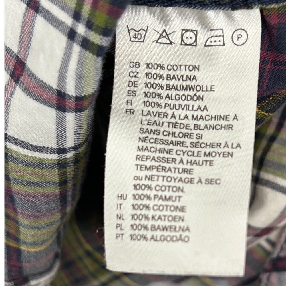 L.O.G.G. by H&M Plaid Long-Sleeved Button Up Shirt Dress Women's Lg Missing Belt - Picture 5 of 10
